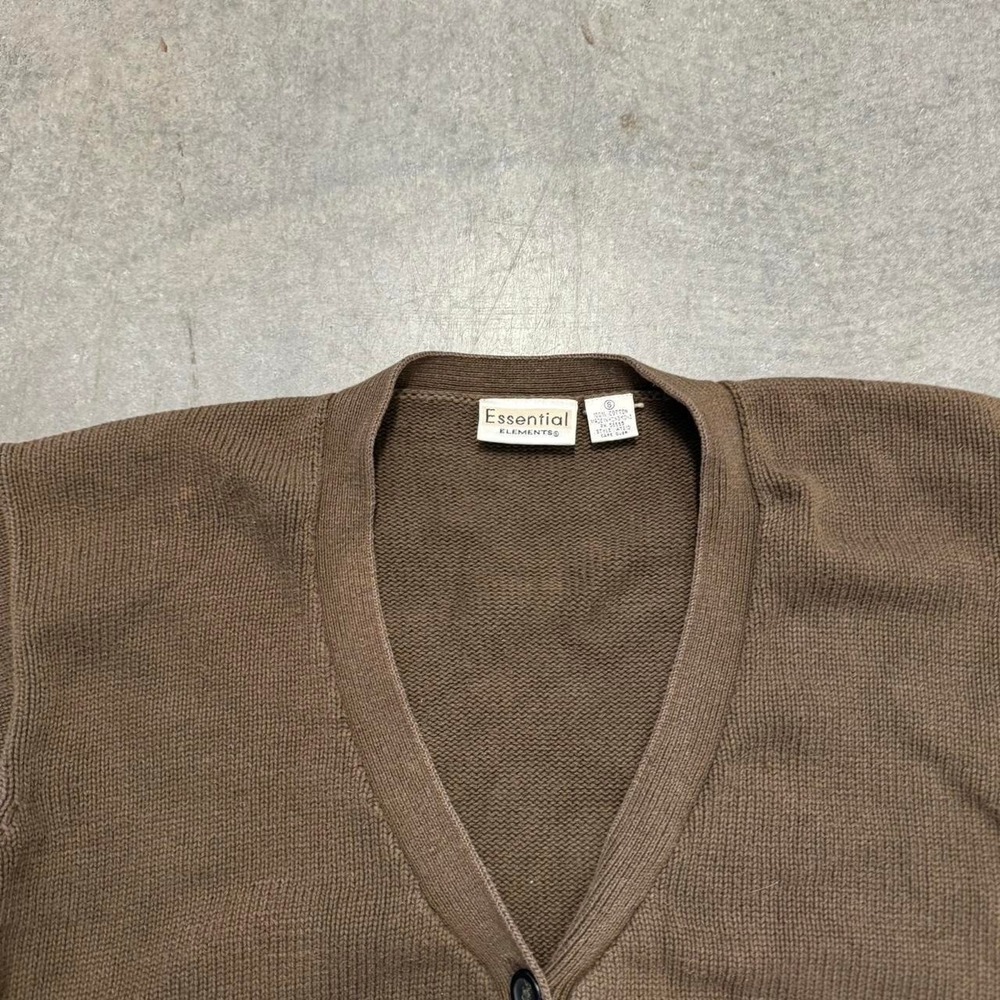 Vintage Brown Cardigan Cotton Argyle Sweater Preppy Retro Fall Essential Small - Picture 3 of 6